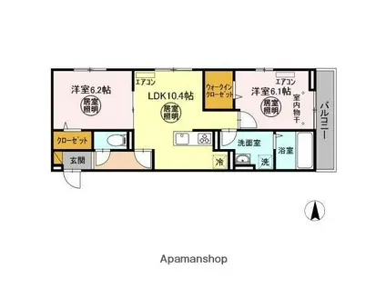 SAIGA(2LDK/2階)の間取り写真