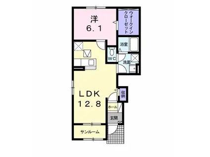 アルバーダ(1LDK/1階)の間取り写真
