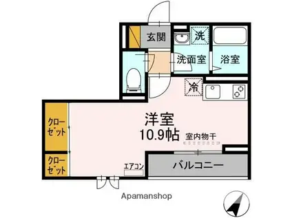 マ・メゾン J 住居(ワンルーム/3階)の間取り写真