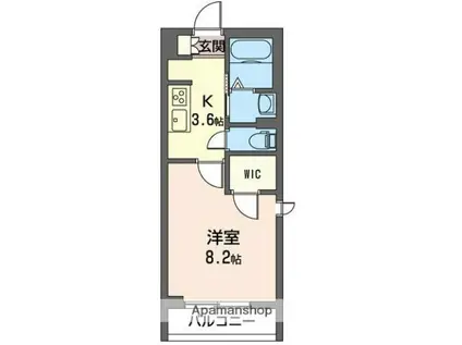 アテンドボヌール(1K/3階)の間取り写真