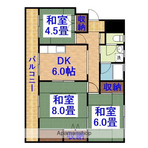 レインボーハウス有秋台西C31棟(3DK/1階)の間取り写真