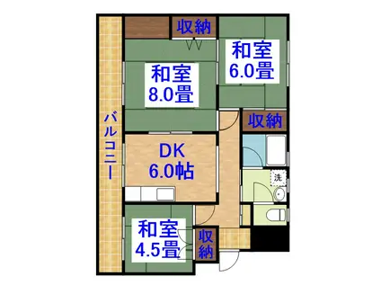 レインボーハウス有秋台西C31棟(3DK/1階)の間取り写真