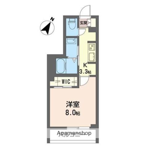 内房線 姉ケ崎駅 徒歩7分 3階建 築4年(1K/3階)の間取り写真