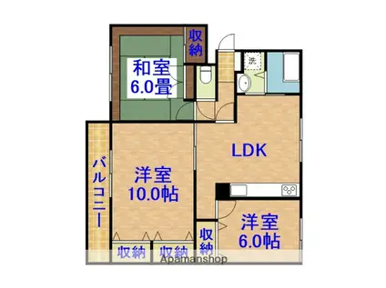レインボーハウス勾当水5号棟(3LDK/4階)の間取り写真