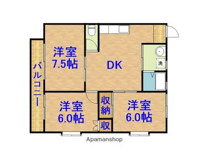 ハイツヤマダ(3DK/2階)の間取り写真