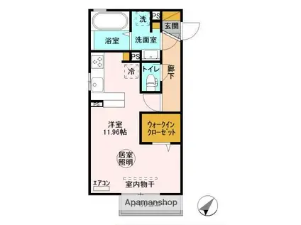 ヌーボイナリ金沢(ワンルーム/2階)の間取り写真