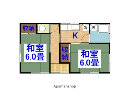 内房線 姉ケ崎駅 バス乗車時間:7分 青柳橋バス停で下車 徒歩3分 1階建 築51年(2K)の間取り写真