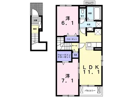 プリートH(2LDK/2階)の間取り写真