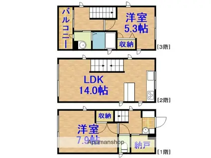 内房線 五井駅 徒歩4分 3階建 築4年(2SLDK)の間取り写真