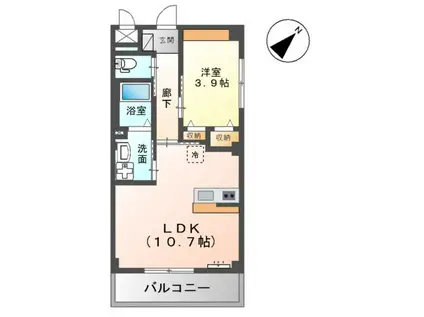 ニューコスモ(1LDK/3階)の間取り写真