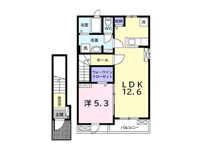 ヒカルサ市原姉ヶ崎ノース(1LDK/2階)の間取り写真
