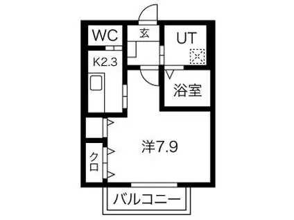 プラザドゥシャレー(1K/3階)の間取り写真