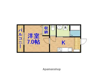 内房線 五井駅 徒歩6分 2階建 築1年(1K/2階)の間取り写真