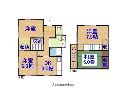 内房線 姉ケ崎駅 徒歩23分 2階建 築46年(4DK)の間取り写真