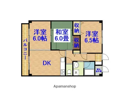 五井アパート1(3DK/2階)の間取り写真