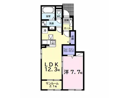 長浦駅前1丁目アパート(1LDK/1階)の間取り写真