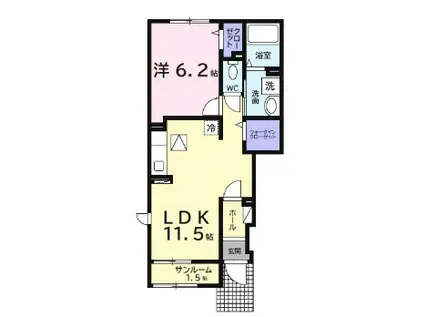 エアリーA(1LDK/1階)の間取り写真