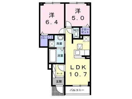 ユウスゲ(2LDK/1階)の間取り写真