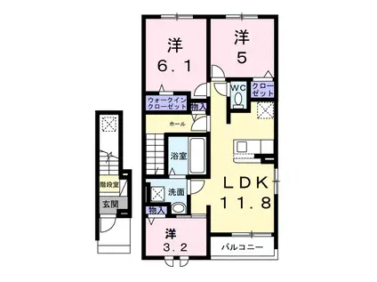 ユウスゲ(3LDK/2階)の間取り写真