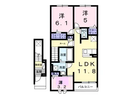ユウスゲ(3LDK/2階)の間取り写真