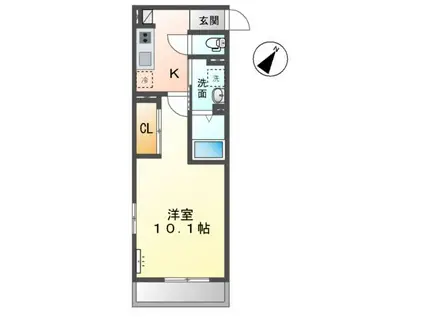 内房線 長浦駅(千葉) 徒歩5分 3階建 築1年(1K/2階)の間取り写真