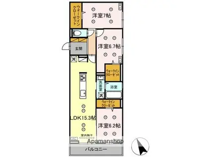 プレアデス(3LDK/2階)の間取り写真