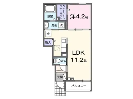 デルーナⅡ(1LDK/1階)の間取り写真