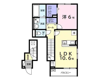 デルーナⅠ(1LDK/2階)の間取り写真