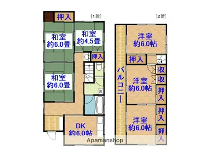 外房線 土気駅 徒歩28分 2階建 築49年(5DK)の間取り写真