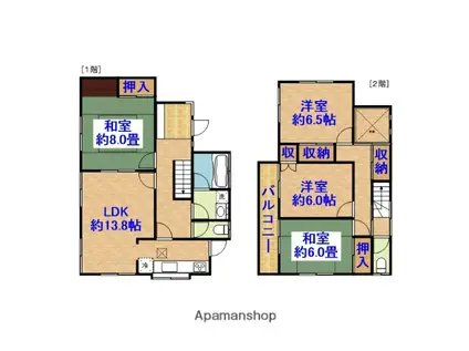 外房線 誉田駅 徒歩35分 2階建 築46年(4LDK)の間取り写真