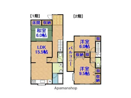 小湊鐵道 馬立駅 徒歩21分 2階建 築48年(3LDK)の間取り写真