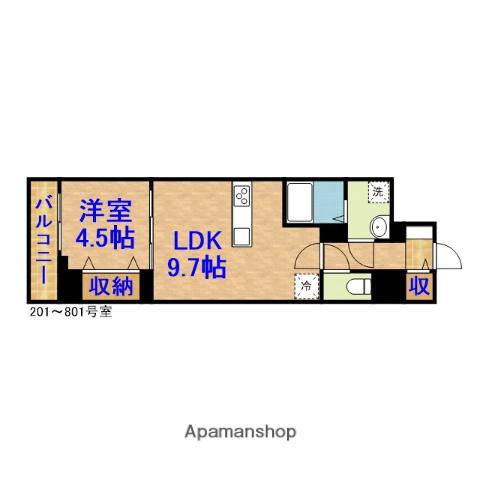 MADER ZERO(1LDK/4階)の間取り写真