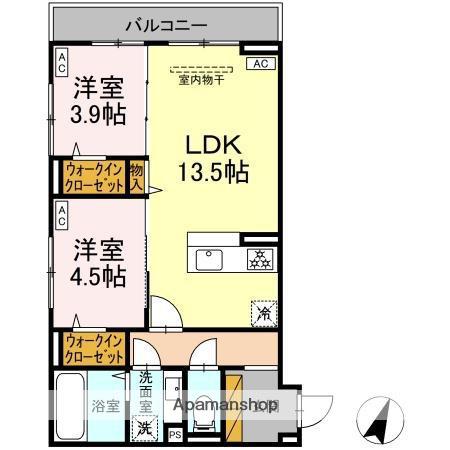 D-ROOM末広Ⅰ B(2LDK/2階)の間取り写真