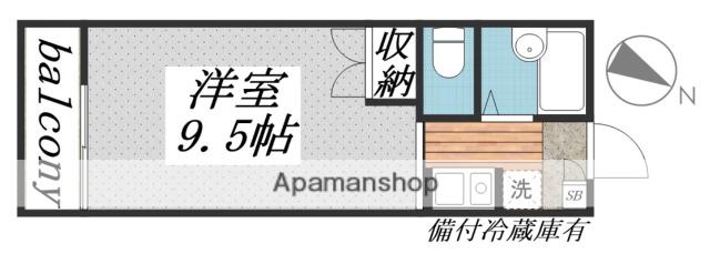 サンヴィレッジシラハタ(ワンルーム/2階)の間取り写真