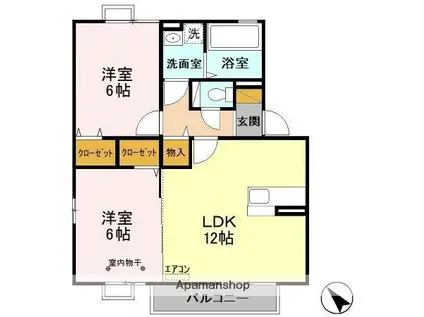 ボナール(2LDK/2階)の間取り写真