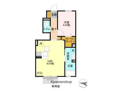 M・T・LE・LIEN(1LDK/1階)の間取り写真