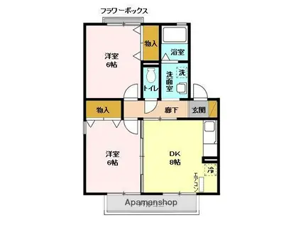 コーポ小倉A(2DK/2階)の間取り写真