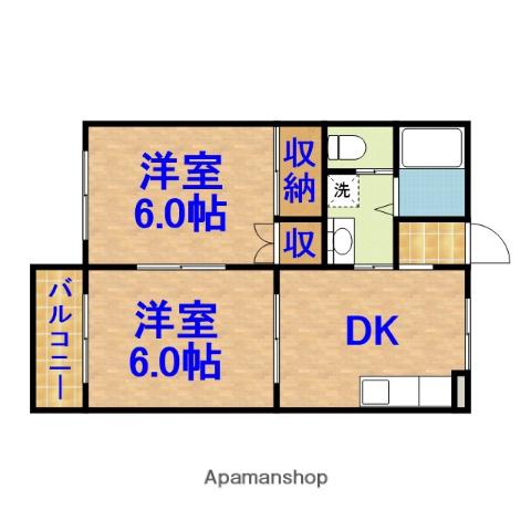 誉田南パレスⅡ(2DK/2階)の間取り写真