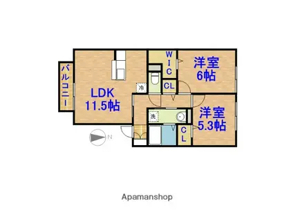 ロイヤルガーデンアネックス(2LDK/1階)の間取り写真