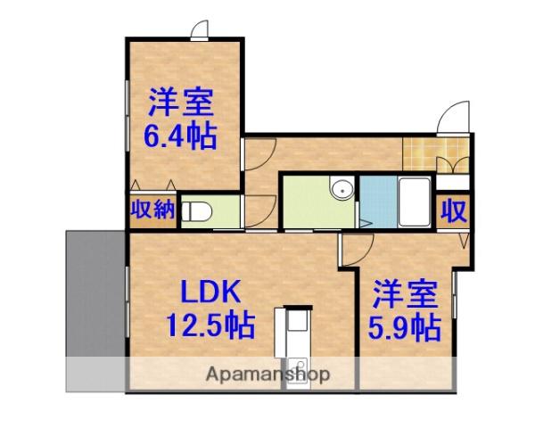 ヴァンヴェール(2LDK/1階)の間取り写真
