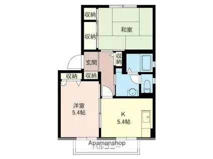 ルミエールD(2K/2階)の間取り写真