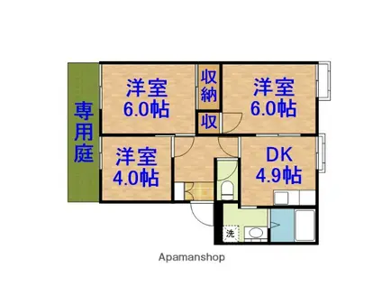 ガーデンハイツE棟(3DK/1階)の間取り写真