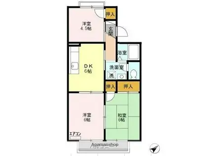 ファーストヴューラ六番館(3DK/1階)の間取り写真