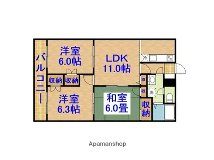 ロイヤルビレッジ(3LDK/4階)の間取り写真