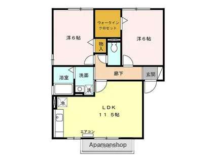 ピエルテル壱番館(2LDK/2階)の間取り写真