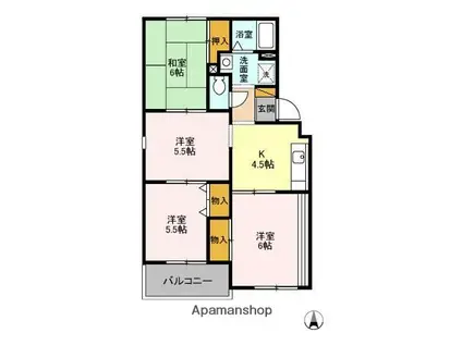 グランメール(4K/2階)の間取り写真