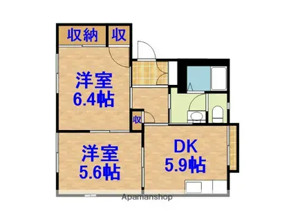 ファミリーステージ東郷B(2K/1階)の間取り写真