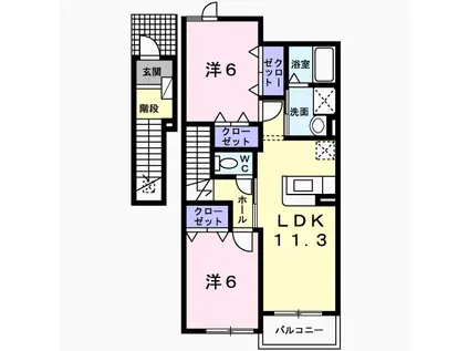 ファミールⅢ(2LDK/2階)の間取り写真