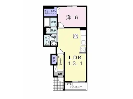 ジュネス ド アイサ(1LDK/1階)の間取り写真