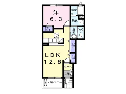 サンウエスト(1LDK/1階)の間取り写真